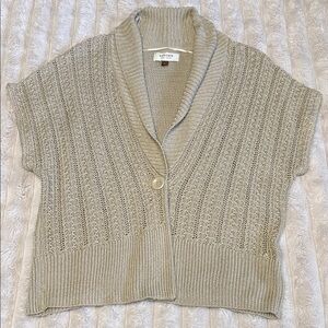 Sonoma Beige Short-Sleeve Cardigan Sweater